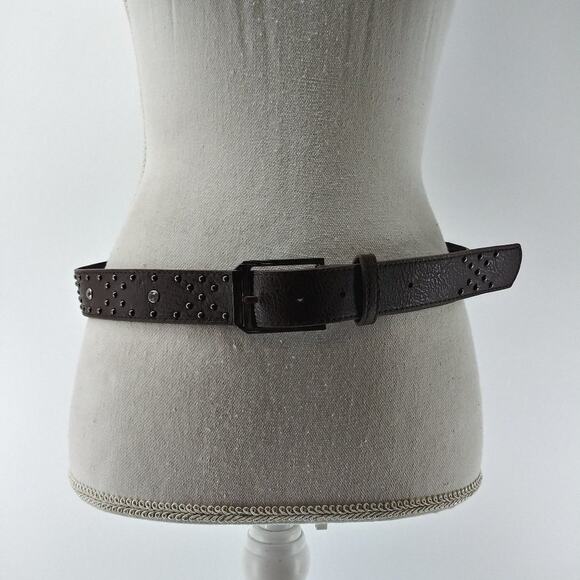 Unbranded Accessories - Women's Dark Brown Faux Leather Rhinestone Stud Belt size 8